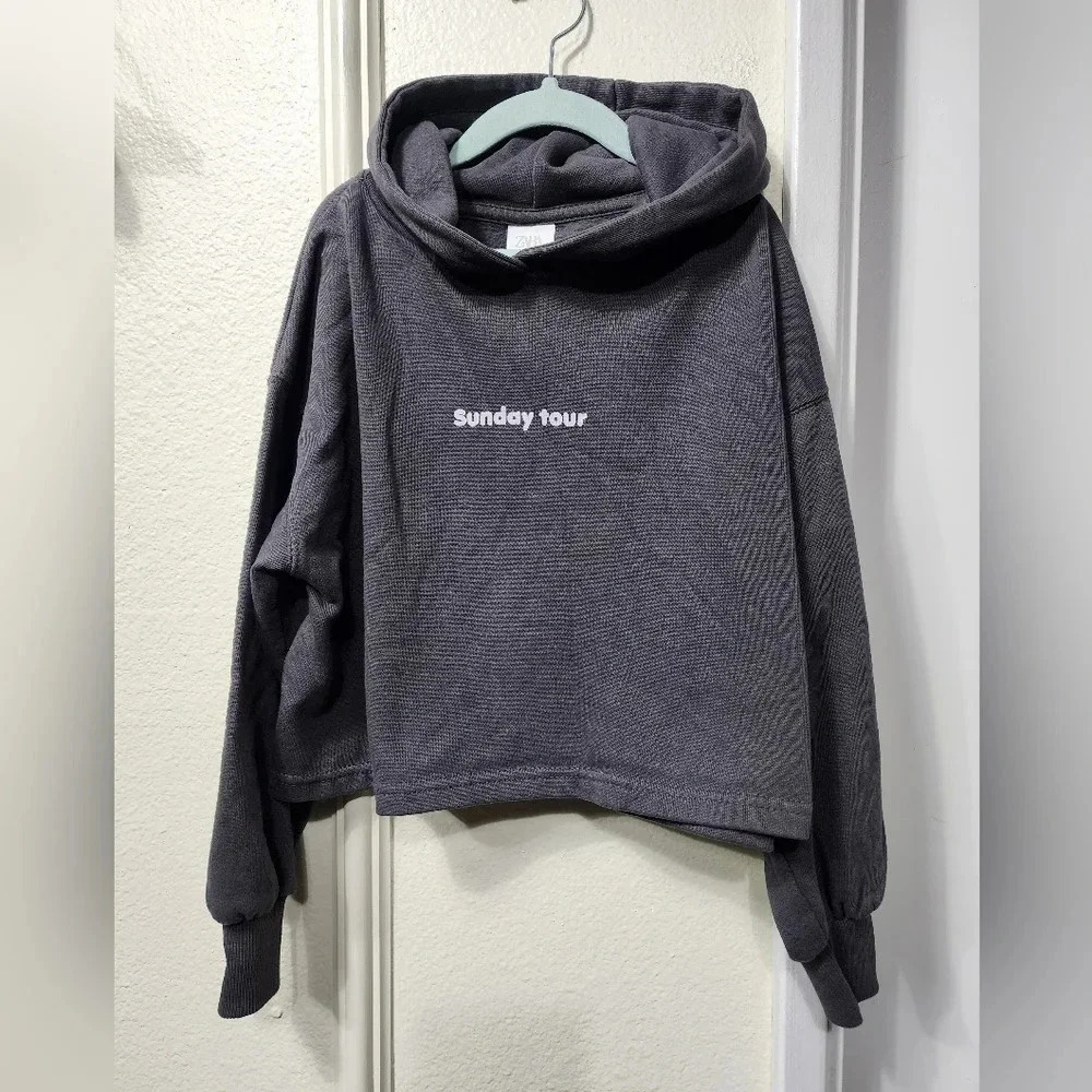 ZARA Girls Cropped Sunday Tour Hoodie - Size 9